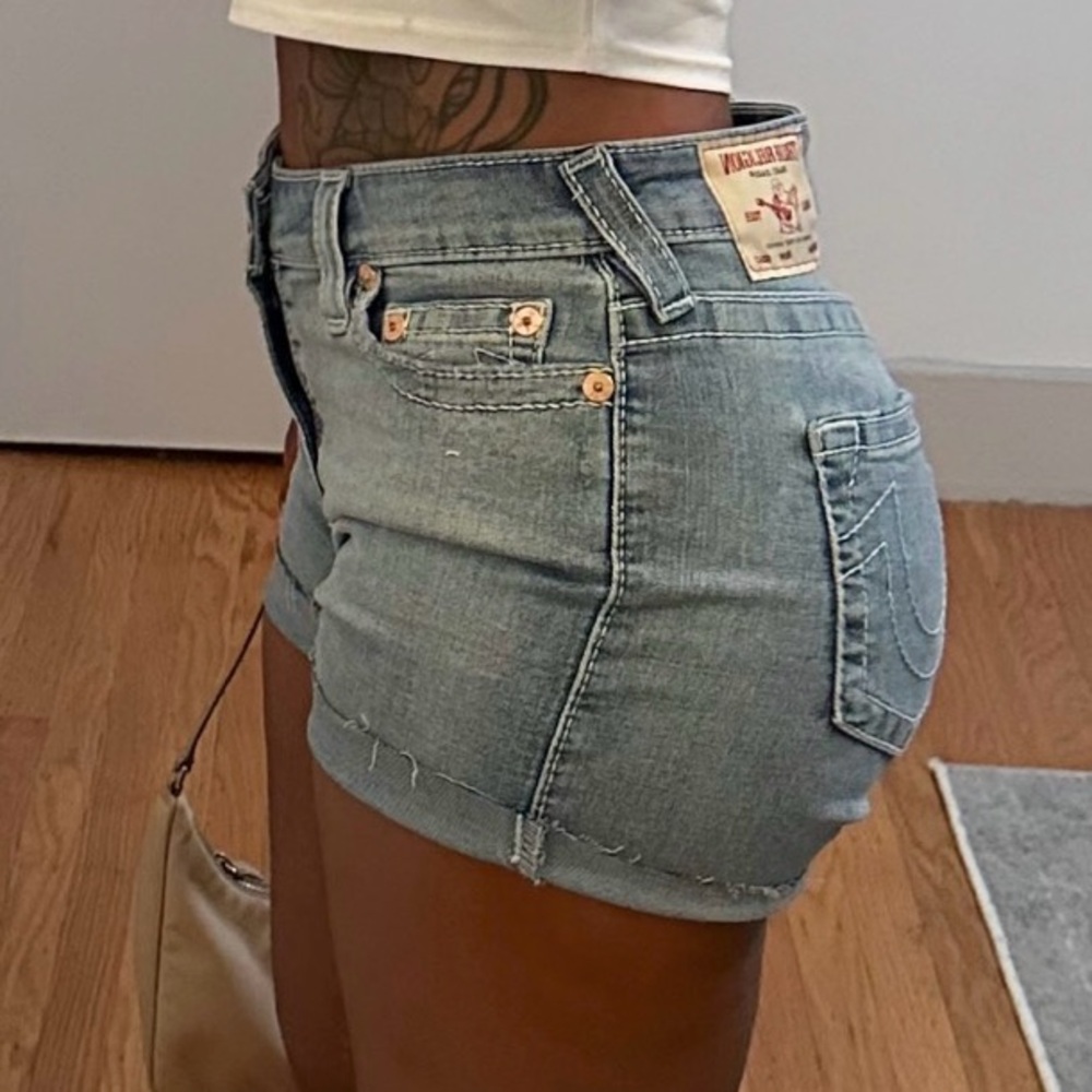 True Religion Women's Light Blue Denim Shorts